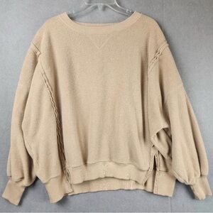 American Eagle Outfitters Oversized Scoop-Neck Sweater - Beige